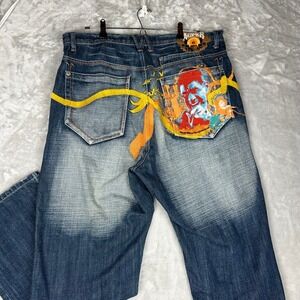 AKOMOKS‎ Jeans Men's Graphic Denim Blue Designer Unique Style Rare size 38